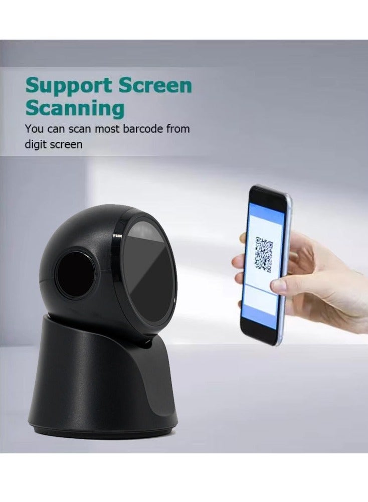 Naxifly Automatic omnidirectional desktop barcode scanner, hands-free USB wired QR code reader, 1D and 2D barcode image sensing, suitable for retail stores, warehouses, supermarkets, libraries, POS systems, etc. - Image 3