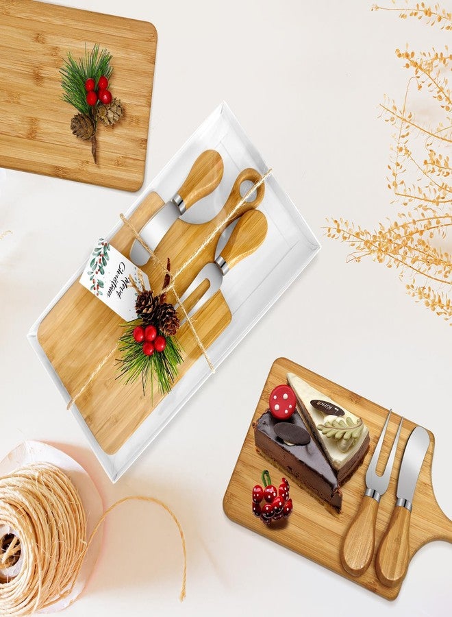 Gosodeny 12 Set Christmas Gifts Bridal Shower Favor Bamboo Wooden Square Cheese Board Gift Set Cheese Knives Mini Cutting Board Bulk Set Tags and Boxes Christmas Party Birthday - Image 5