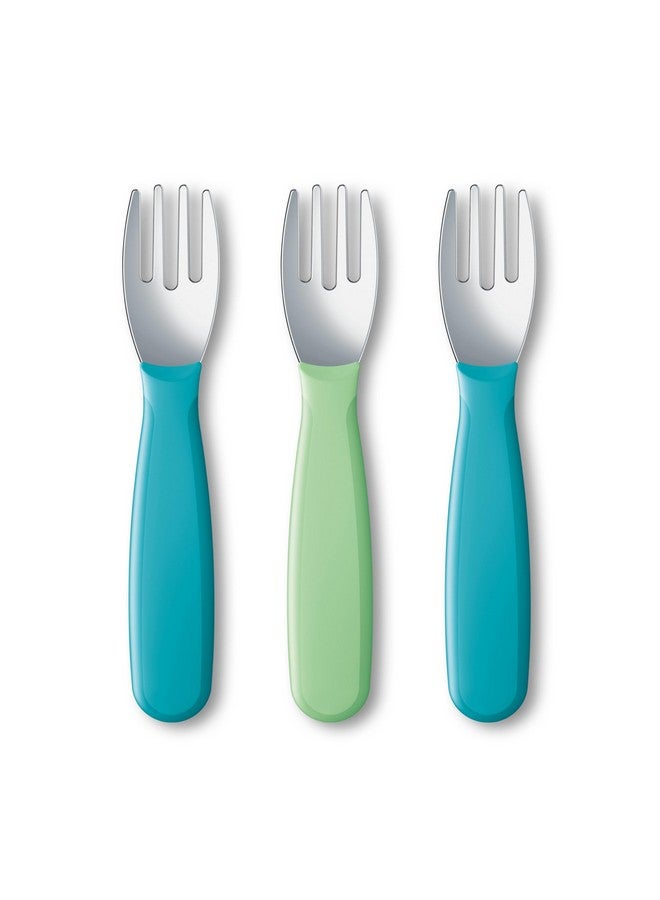 NUK Kiddy Cutlery Forks, Durable Stainless Steel, BPA & Latex-Free, 18+ Months, Pack of 3 - Image 1
