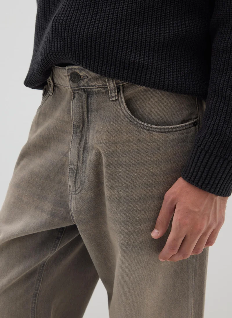 Ovs OVS Brown Baggy Jeans In Pure Cotton