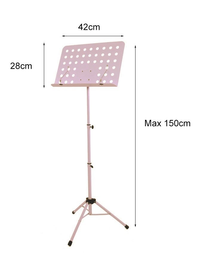 والالا حامل نوتة موسيقية معدني محمول قابل للفصل والطي وتعديل الارتفاع مع مشبك لأداء الآلات الموسيقية للبيانو والكمان والجيتار ومشغلات الموسيقى باللون الوردي - Image 3