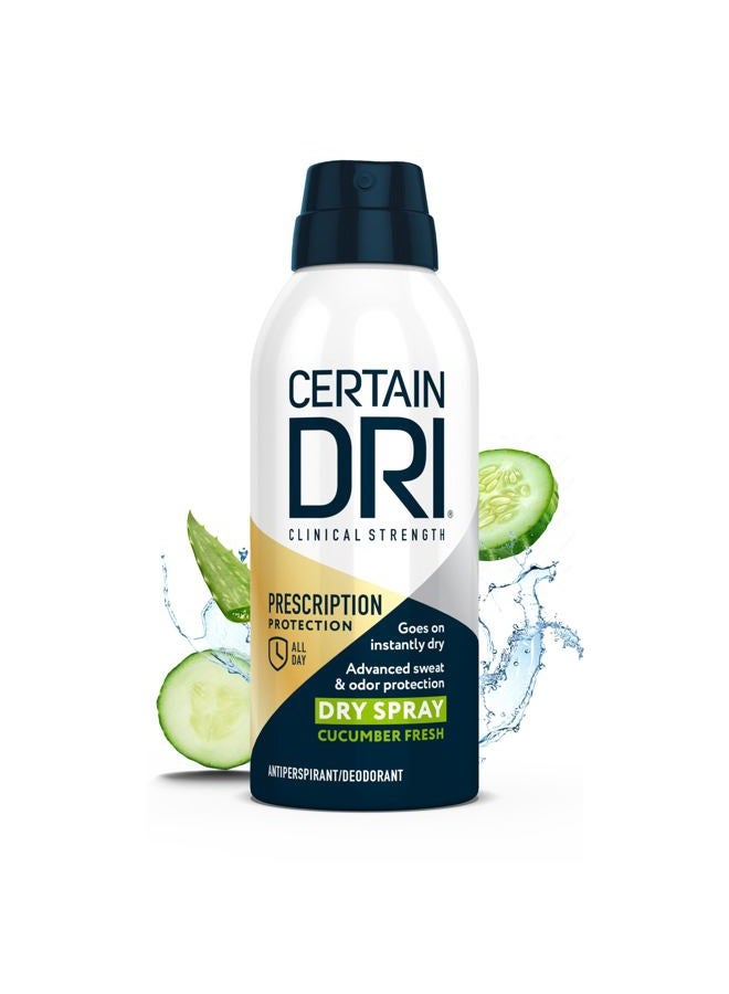 Certain Dri Prescription-Strength Clinical Antiperspirant Dry Spray - 72-Hr Sweat/Odor Protection - Cucumber Fresh Scent - 25% Aluminum Chlorohydrate - Hyperhidrosis Treatment for Men & Women - 4.2 oz - Image 1