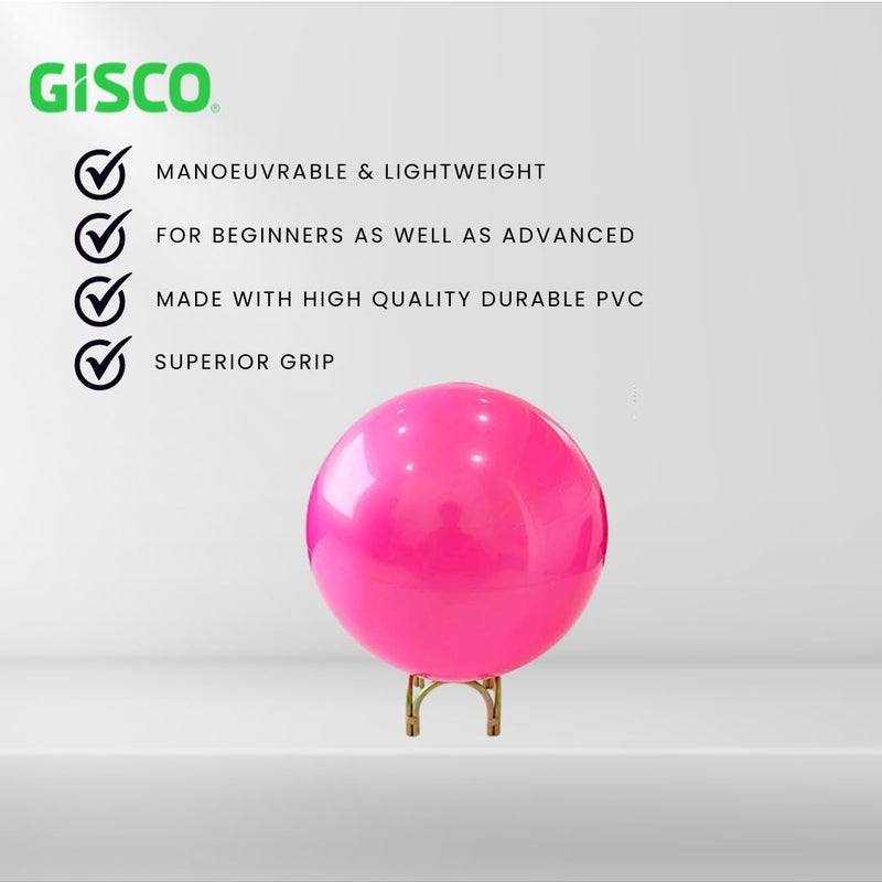 GISCO كرة الجمباز الإيقاعي لأداء الرقص | قابلة للمناورة وخفيفة الوزن مع دبوس تضخيم | القطر-19 سم، 420 جرام (وردي) - Image 3