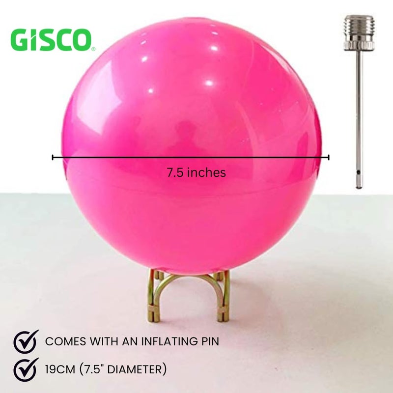 GISCO كرة الجمباز الإيقاعي لأداء الرقص | قابلة للمناورة وخفيفة الوزن مع دبوس تضخيم | القطر-19 سم، 420 جرام (وردي) - Image 2
