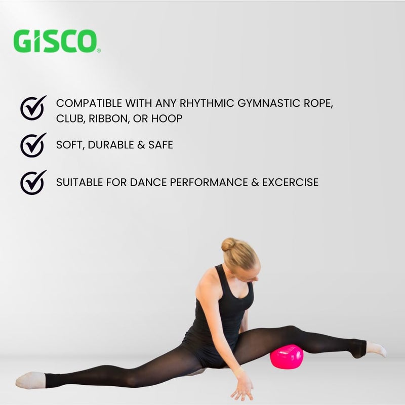GISCO كرة الجمباز الإيقاعي لأداء الرقص | قابلة للمناورة وخفيفة الوزن مع دبوس تضخيم | القطر-19 سم، 420 جرام (وردي) - Image 5