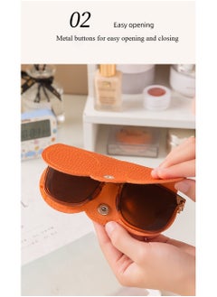 Generic PU Leather Sunglasses Case Eyeglasses Bag with Detachable lanyard (Orange)  - Image 5