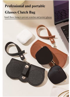 Generic PU Leather Sunglasses Case Eyeglasses Bag with Detachable lanyard (Orange)  - Image 2