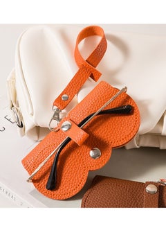 Generic PU Leather Sunglasses Case Eyeglasses Bag with Detachable lanyard (Orange)  - Image 1