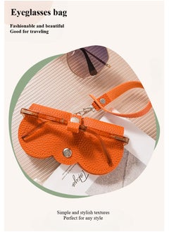 Generic PU Leather Sunglasses Case Eyeglasses Bag with Detachable lanyard (Orange)  - Image 3
