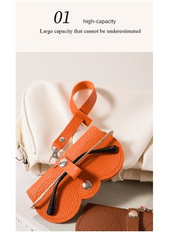 Generic PU Leather Sunglasses Case Eyeglasses Bag with Detachable lanyard (Orange)  - Image 4