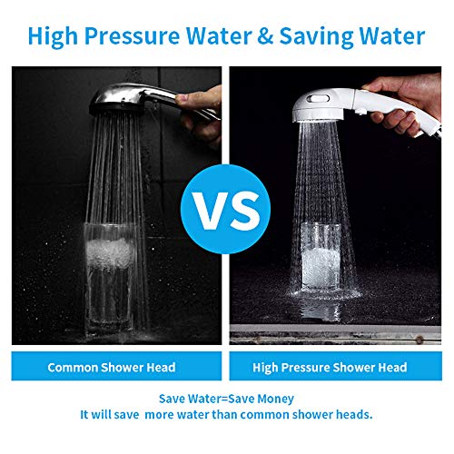KAIYING Drill-Free High Pressure Handheld Shower Head with ON/OFF Pause Switch 3 Spray Modes Water Saving Showerhead, Detachable Shower-Head, (G:Shower Head (White)+Bracket+Hose) - Image 4