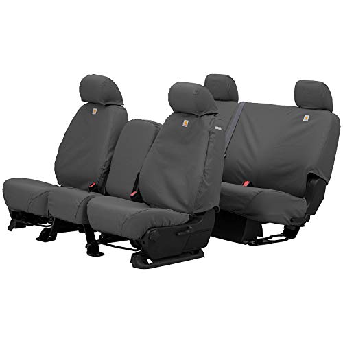 Covercraft Carhartt SeatSaver Custom Seat Covers | Fits 2014-2019 Chevrolet Silverado/GMC Sierra 1500 (2019 Old Body), 2015-2019 Silverado/Sierra 2500/3500 | 2nd Row Bench Seat, Duck Weave Gravel - Image 2