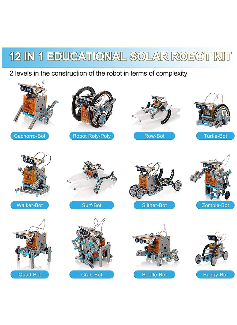 AUTOYSUR STEM Solar Powered Robot Building Toy 12 in 1 Educational Experiment DIY Robotics Kit Science Toy Solar Powered Construction Robotic Set Ages 8-12 for Boys Girls Kids Teens  - Image 2