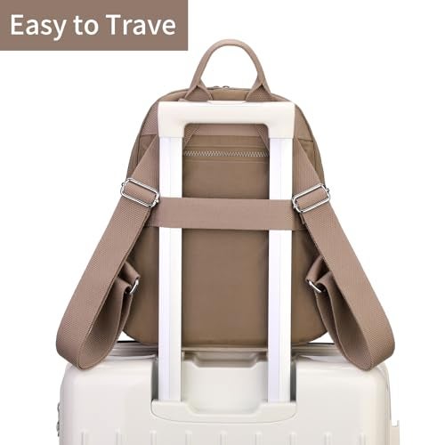 Tanweibago Mini Nylon Women Backpacks,11L Small Ladies backpacks Casual Lightweight Women Shopping Travel Daypack (Beige) - Image 5