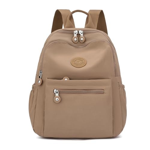 Tanweibago Mini Nylon Women Backpacks,11L Small Ladies backpacks Casual Lightweight Women Shopping Travel Daypack (Beige) - Image 1
