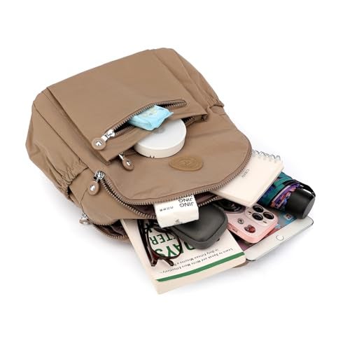 Tanweibago Mini Nylon Women Backpacks,11L Small Ladies backpacks Casual Lightweight Women Shopping Travel Daypack (Beige) - Image 2