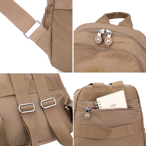 Tanweibago Mini Nylon Women Backpacks,11L Small Ladies backpacks Casual Lightweight Women Shopping Travel Daypack (Beige) - Image 4
