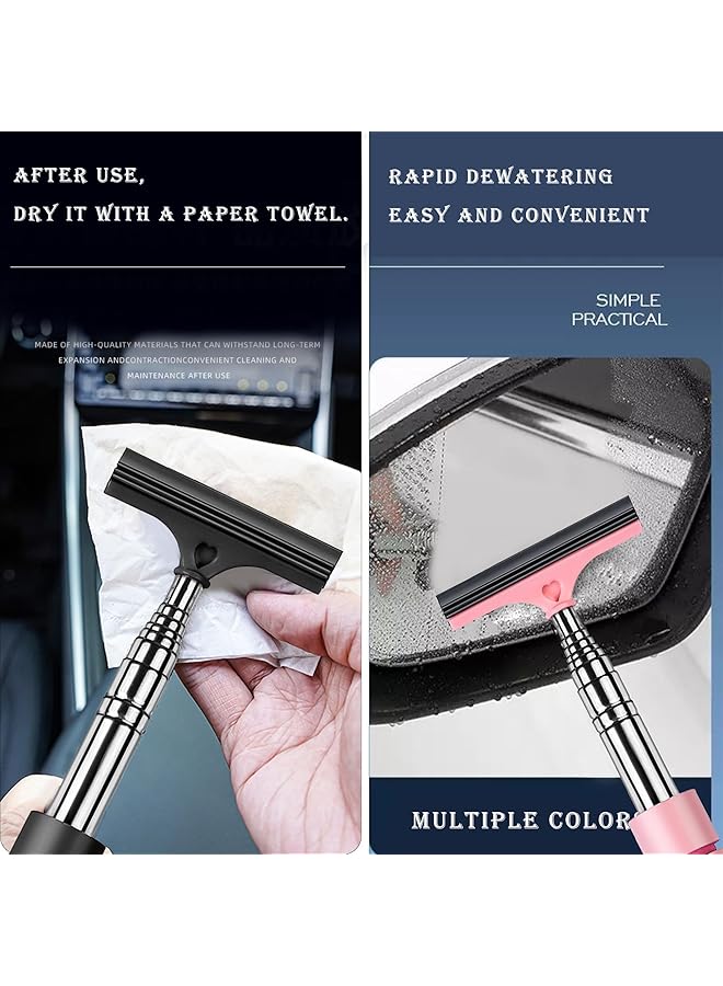 KASTWAVE 3 Pcs Side Mirror Squeegee,Car Mirror Squeegee,Retractable Car Rearview Mirror Wiper,Portable Car Cleaning Tool For Rainy Foggy Weather,Universal Car Accessories(Blank/Pink/Green) - Image 3