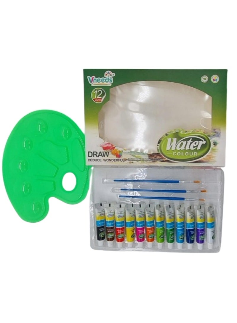 Vneeds 12X12ML Colors Solid Watercolors Paints Set Pigment Drawing Painting With Water Brush Paintbrush  For Artists Beginners Students Adults Pink - Image 2