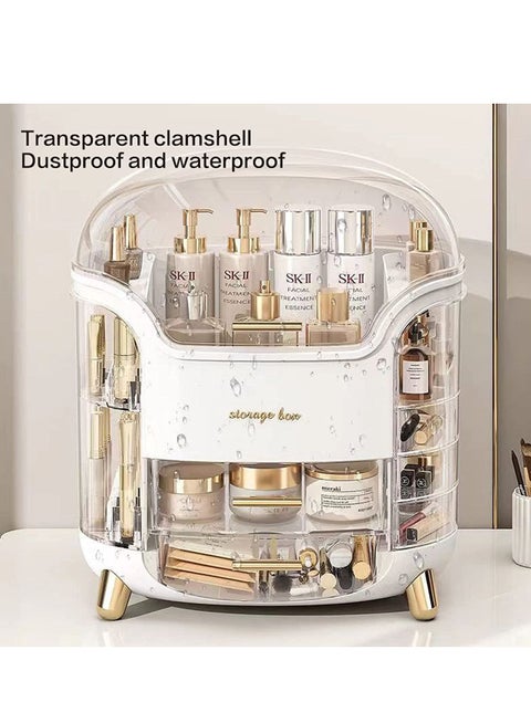 Dustproof Cosmetic Storage Box,Cosmetics Skincare Jewelry Lipstick Organizer,Multi-Function Makeup Case,Makeup Organizer Box,Makeup Organizer for Vanity, Dresser,Bedroom Countertop