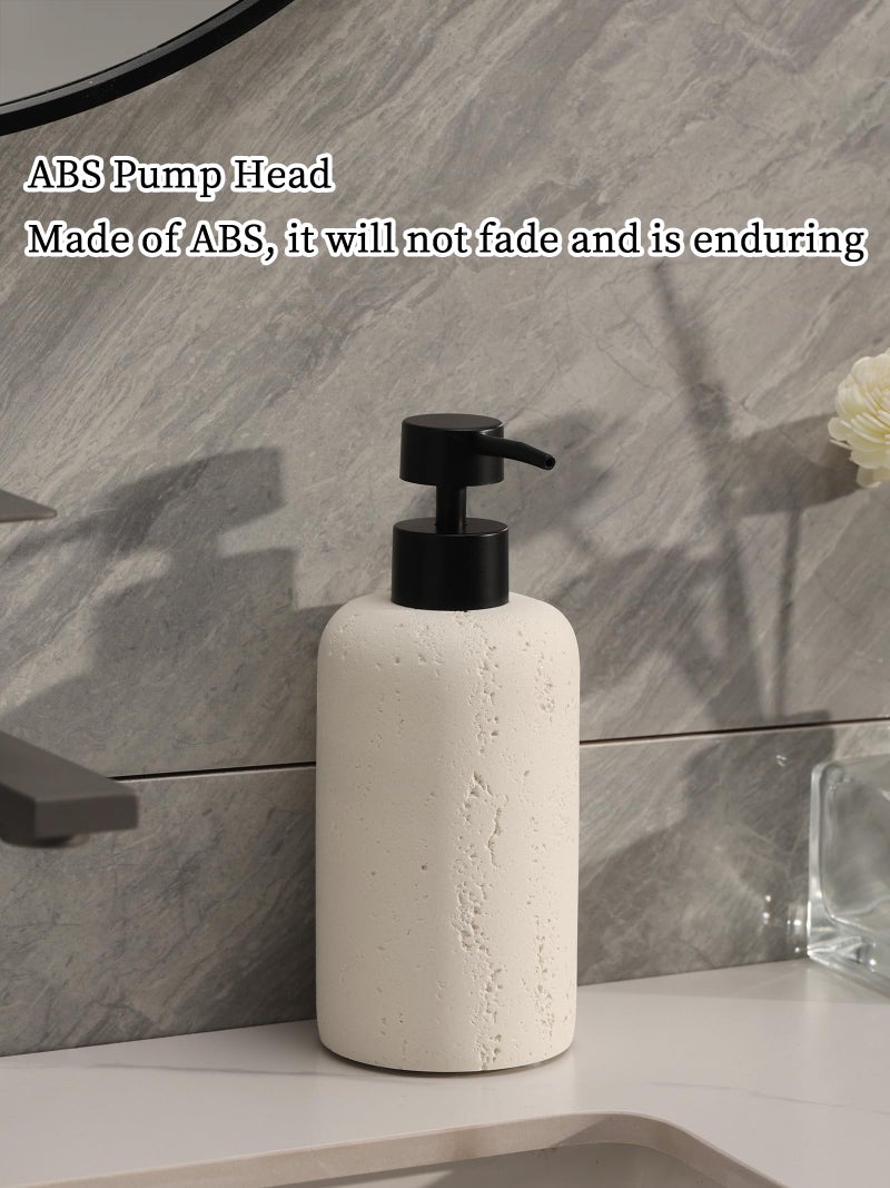 Haocoott Soap Dispensers 400mL 13.5 OZ, 2 PCS Luxurious Hand Dish Lotion Shampoo Soap Dispenser Jar, Travertine Soap Pump Bottles for Kitchen Bathroom Countertop (Cream) - Image 4