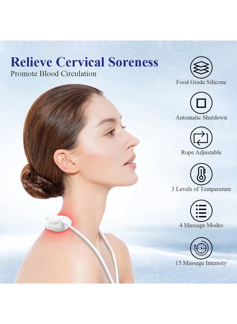 SYOSI Smart Neck Massager, Hanging Necklace Massager, Portable Massager Shoulder Relieve Cervical Spondylosis USB Charging for Travel Office 3 Temperature 4 Modes 15 Levels - Image 2