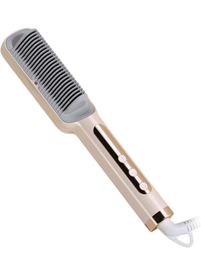 NIBEMINENT Portable Hair Ionic Electric Ceramic Straightening Comb Gold/Grey - Image 1