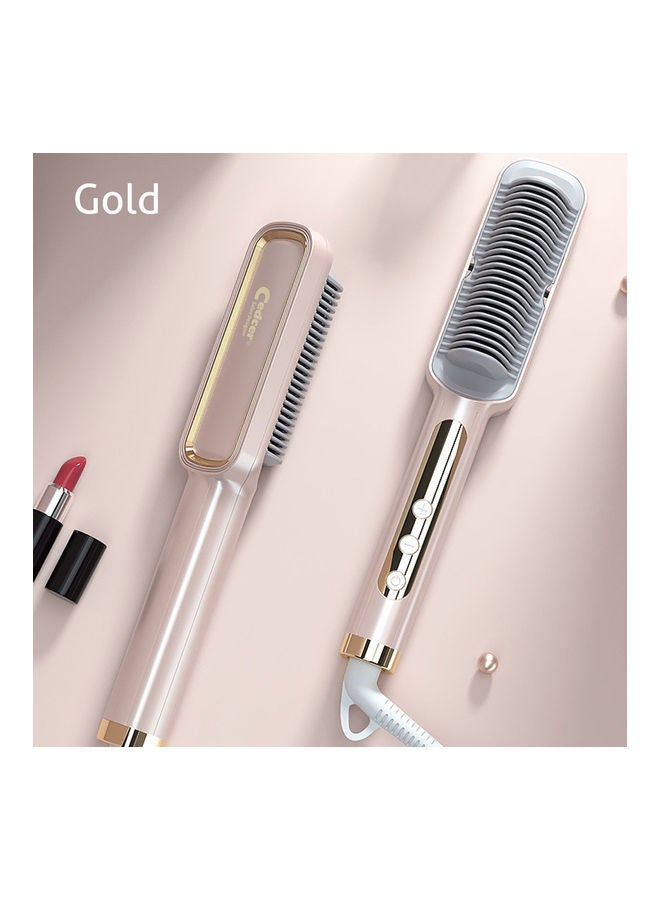NIBEMINENT Portable Hair Ionic Electric Ceramic Straightening Comb Gold/Grey - Image 4