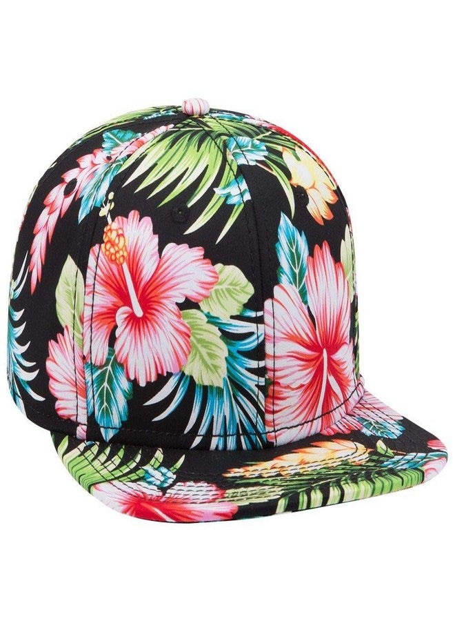 OTTO SNAP Hawaiian Pattern Square Flat Visor 6 Panel Pro Style Snapback Hat - Design001 - Image 1
