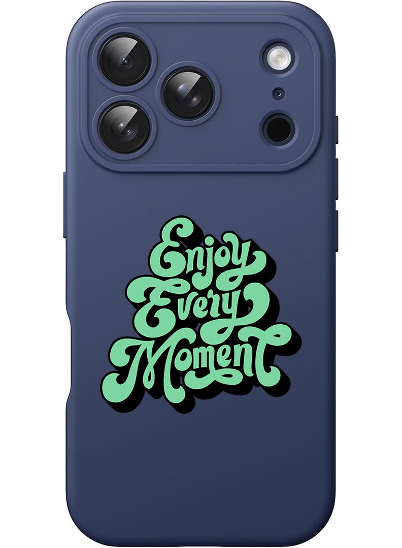 Theodor Protective Slim Fit Case Liquid Silicone Cover with Full Body Protection Anti-Scratch Shockproof Case For Apple iPhone 17 Pro Max (Blue) Enjoy Every Mopment-01 - Image 1