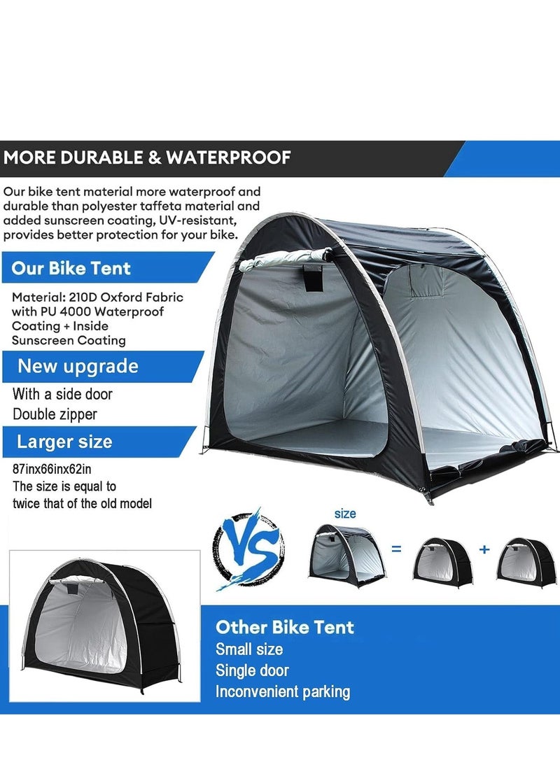 TRASSLE Bike Storage Shed,Bicycle Cover Tent,Heavy Duty Enlarged Style Two Doors Can Store 3-4 Bicycles Oxford Fabric Material,with Waterproof Coating,with Multi Tool  - Image 2