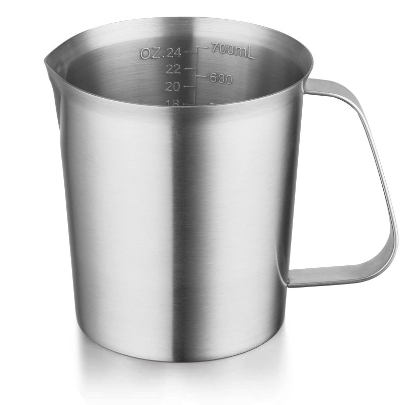 CURTA 188 Stainless Steel Measuring Cup with Handle and Pour Lip Metal Pitcher with Oz and ML marking 24OZ700ML 3 Cup HeavyDuty Pitcher