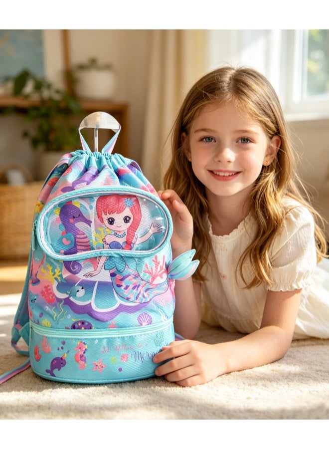 Five dream house Kids Swim Bag Double Waterproof Swimming Backpack for Kids Boys Swim Bag with Wet Dry Separation and Independent Shoe Compartment 25.5×13×41cm - Image 1