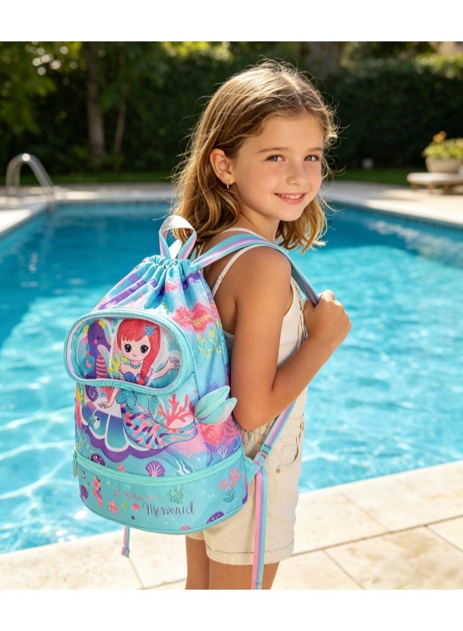 Five dream house Kids Swim Bag Double Waterproof Swimming Backpack for Kids Boys Swim Bag with Wet Dry Separation and Independent Shoe Compartment 25.5×13×41cm - Image 2