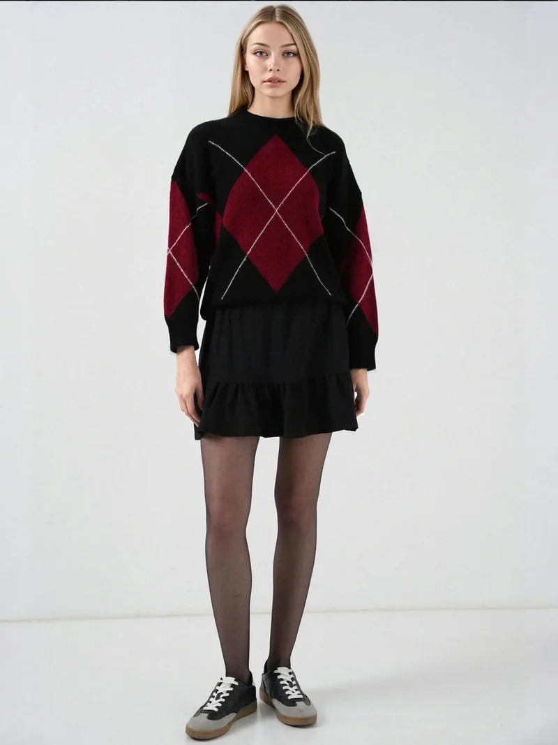 BIG DART BDART Textured Mini Knit Skirt with Ruffle Detail