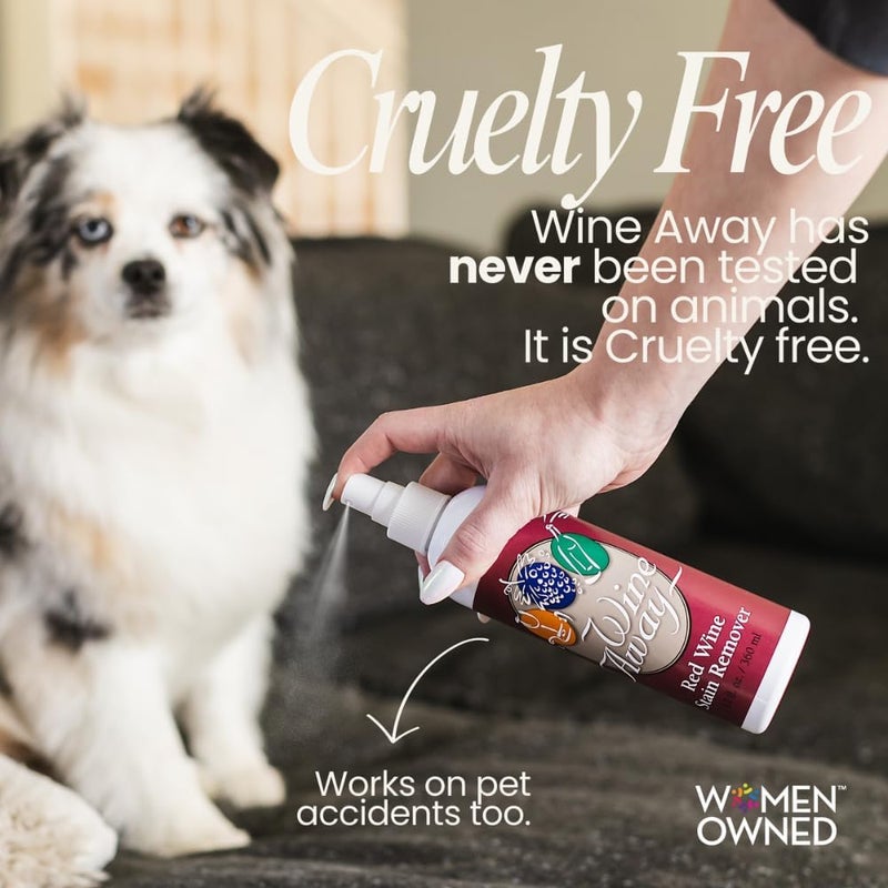 Wine Away واين أواي مزيل بقع النبيذ الأحمر - بخاخ تنظيف مثالي للأقمشة والتنجيد والسجاد - يزيل بقع النبيذ - رش وغسل الملابس لإزالة البقع - إز��لة النبيذ - 12 أونصة، عبوة مزدوجة - Image 3