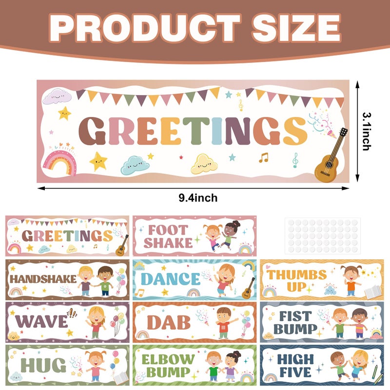 Wehhbtye Boho Classroom Greeting Poster, 9.4'' x 3'' Social Distancing Greetings Poster, Waterproof Greetings Choice Classrooms Rules Posters for Back to School Classroom Decor Teacher Supplies - Image 2