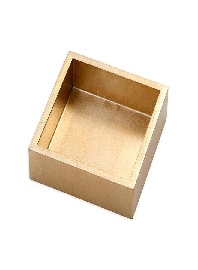 Caspari Gold Lacquer Cocktail Napkin Holder - Fits 5x5 Inch Paper Napkins - Decorative Square Holder with Gold Foil Accents, 6" x 6" - Image 1