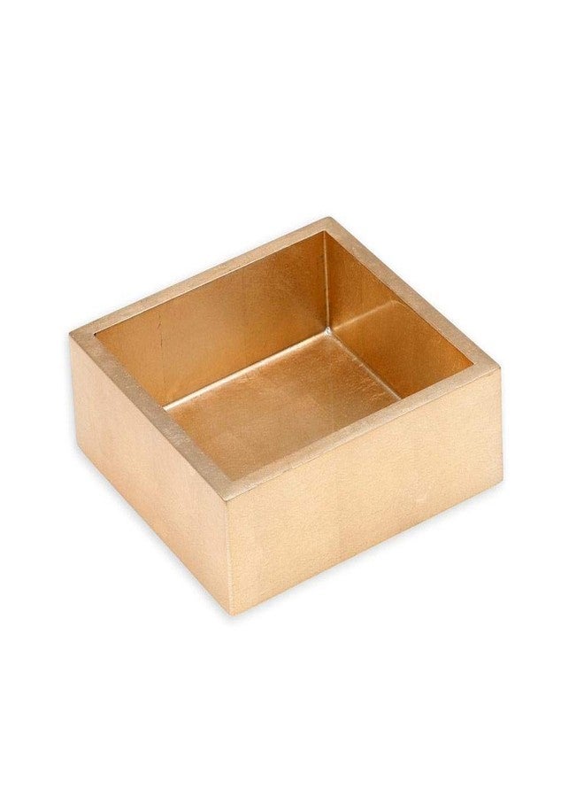 Caspari Gold Lacquer Cocktail Napkin Holder - Fits 5x5 Inch Paper Napkins - Decorative Square Holder with Gold Foil Accents, 6" x 6" - Image 2