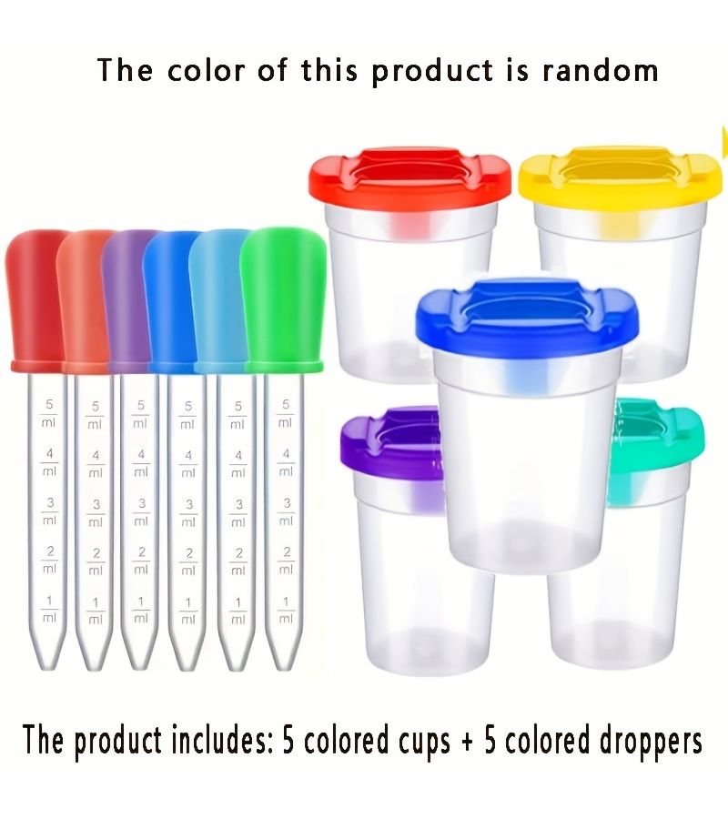 10pcs Color Dropper Set With Measuring Cups And Brushes For Mixing Painting And Science - Image 2