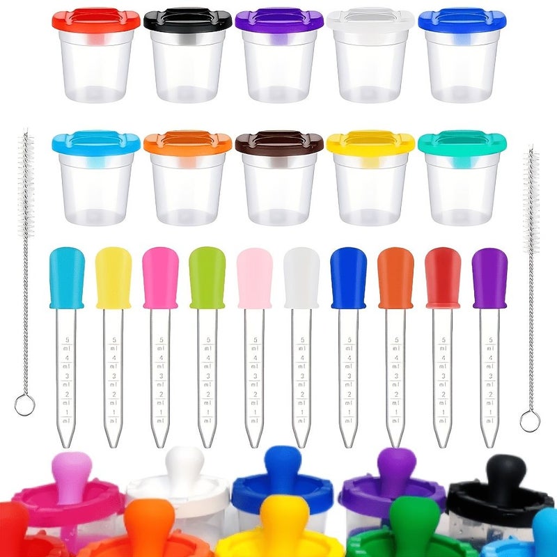10pcs Color Dropper Set With Measuring Cups And Brushes For Mixing Painting And Science - Image 3