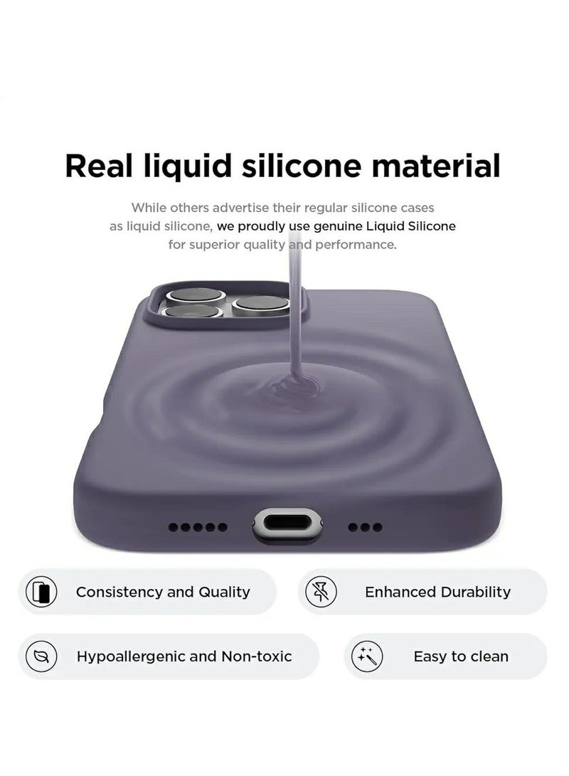 ACLIX Silicone Case Compatible with iPhone 16 Pro Max, Slim Liquid Silicone Phone Case with 3-Layer Soft Rubber Shockproof TPU Lining, (Deep Lavender) - Image 5