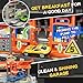KIZONLY Toy Cars Playsets 3in1 Activity Drivers Playset Gasstation Car Wash Car Restaurant Playset 164 Scale Toy Cars and Car Garage Toys for Toddlers 13 Parking lot with Track - Image 4