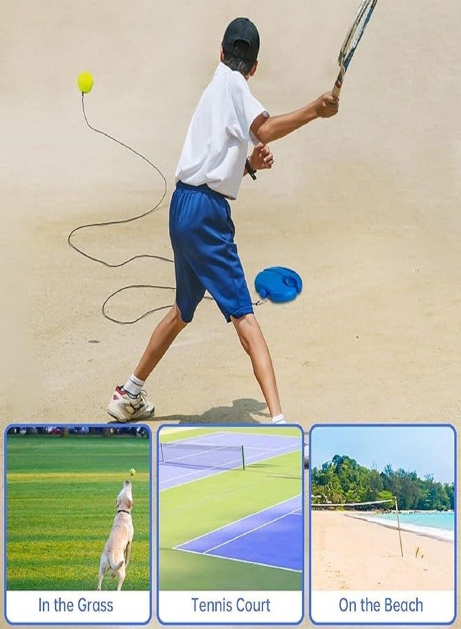 Riviox Tennis Training Aid with Rebound Ball, Solo Practice Equipment, Blue Base with Elastic String - Image 3