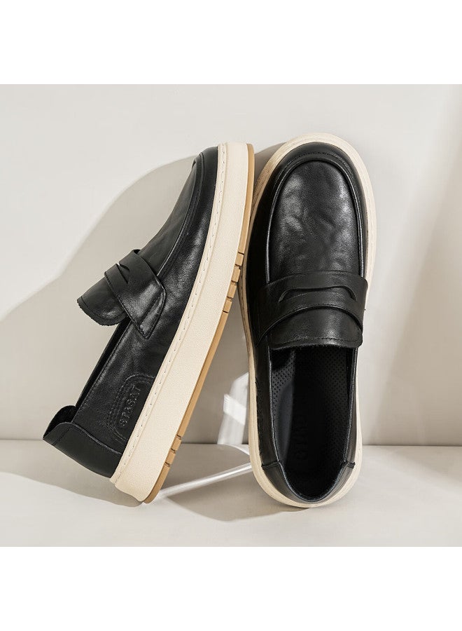 St&Sat Saay Men's Fashion Casual Leather Slip-on Loafers Breathable Retro Shoes For Men - Image 5