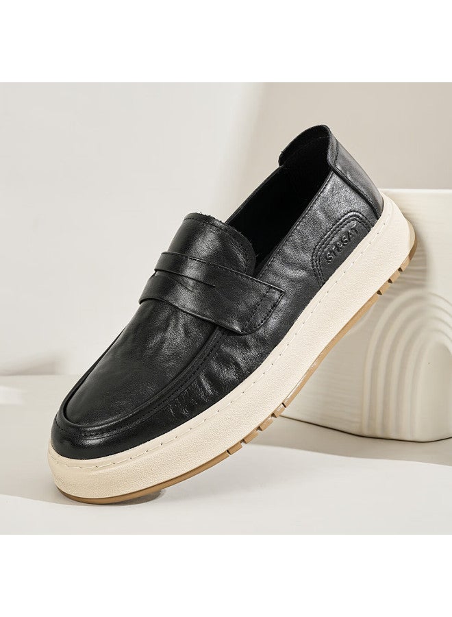 St&Sat Saay Men's Fashion Casual Leather Slip-on Loafers Breathable Retro Shoes For Men - Image 2
