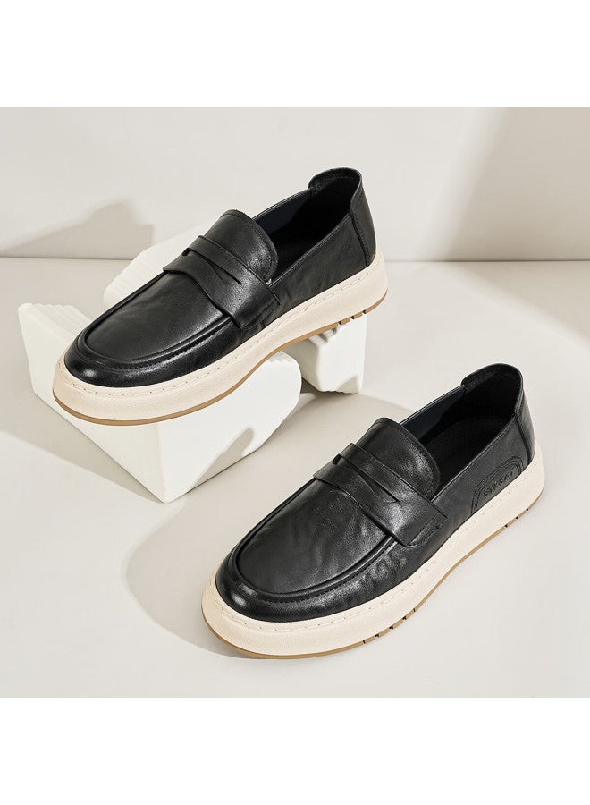 St&Sat Saay Men's Fashion Casual Leather Slip-on Loafers Breathable Retro Shoes For Men - Image 4