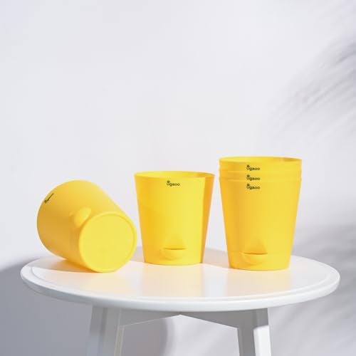 UGAOO 5 Inch Krish Self Watering Planter - Set of 5 (Yellow) | Flower Pots for Indoor Plants | Plastic Planter Pots | Decorative Pots for Living Room, Kitchen, Office | Planters for Home Decor - Image 1