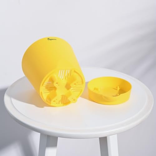 UGAOO 5 Inch Krish Self Watering Planter - Set of 5 (Yellow) | Flower Pots for Indoor Plants | Plastic Planter Pots | Decorative Pots for Living Room, Kitchen, Office | Planters for Home Decor - Image 4