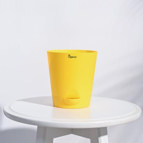 UGAOO 5 Inch Krish Self Watering Planter - Set of 5 (Yellow) | Flower Pots for Indoor Plants | Plastic Planter Pots | Decorative Pots for Living Room, Kitchen, Office | Planters for Home Decor - Image 3